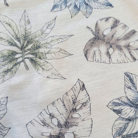 Vtg Batik Bay Mens Silk Hawaiian Shirt M Palm Leaf Print Beige & Blue Vacation - Picture 10 of 15